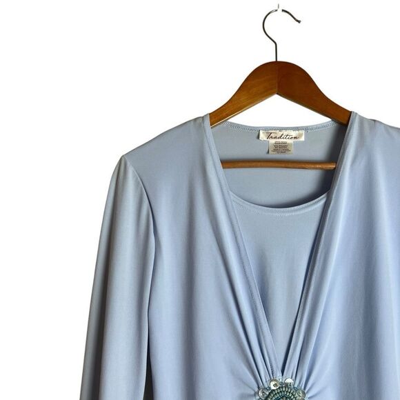 3 for $30! Tradition blue embellished blouse - Picture 2 of 8